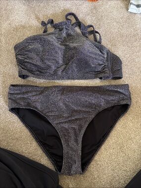 wild fable Shimmery Charcoal Two-Piece Bikini